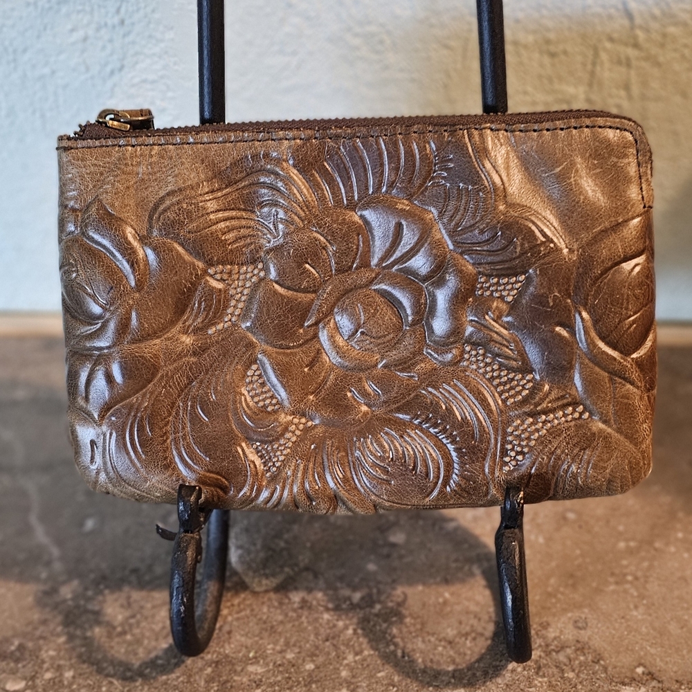 Patricia Nash Bronze Floral Embossed Wristlet